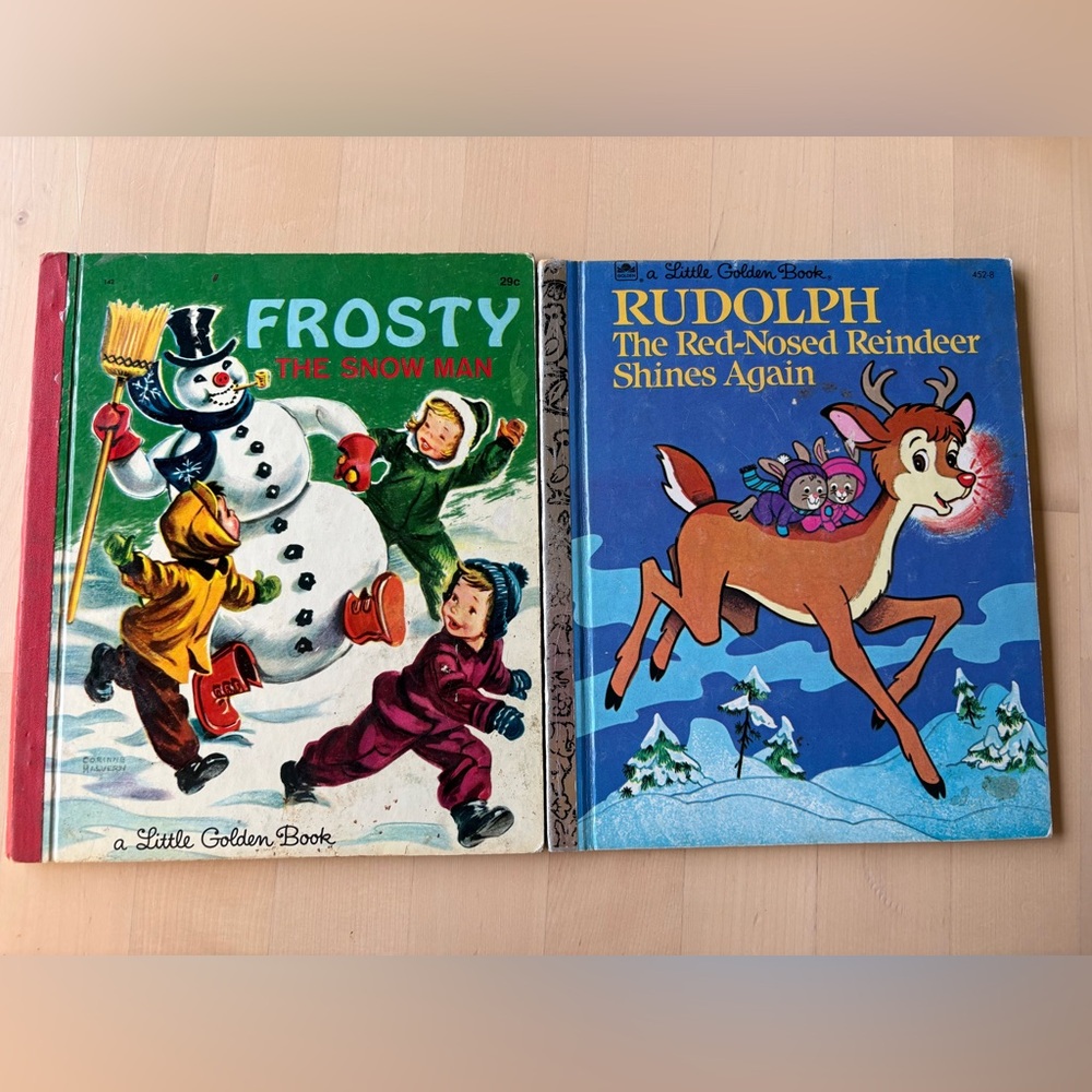 Vintage The little Golden Book Christmas Stories  Set of 2